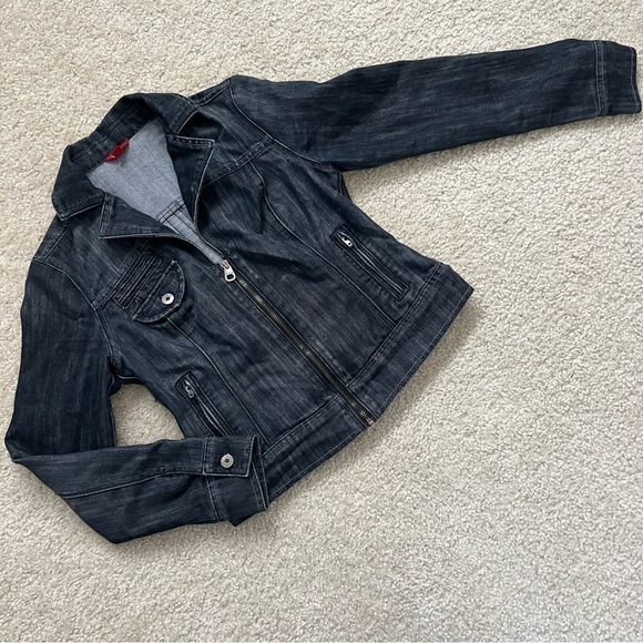 Guess Women’s Moto Blue Jean Jacket‎ Modele Style Size Large - Picture 1 of 16